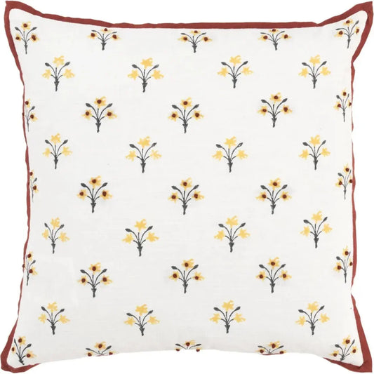 Flanged Floral Rust Throw Pillow Down Insert - LOOMLAN - LOOMLAN - Throw Pillows