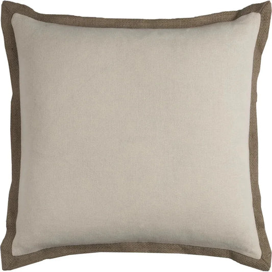 Flanged Ivory Throw Pillow With Down Insert - LOOMLAN - LOOMLAN - Throw Pillows