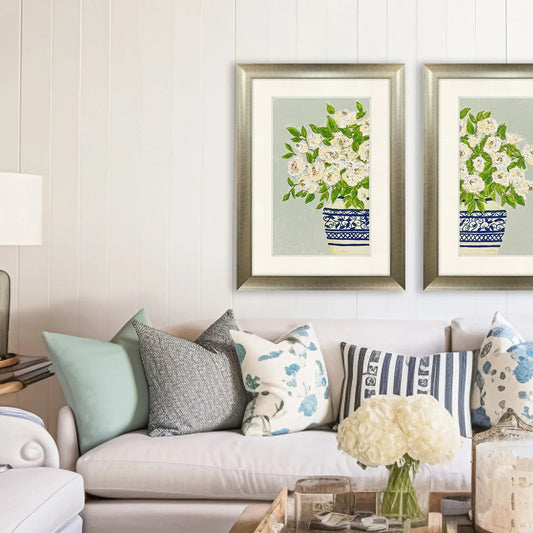 Floral Balance Blue Canvas Art