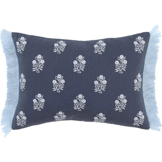 Floral Blue Lumbar Pillow With Insert - LOOMLAN - LOOMLAN - Throw Pillows