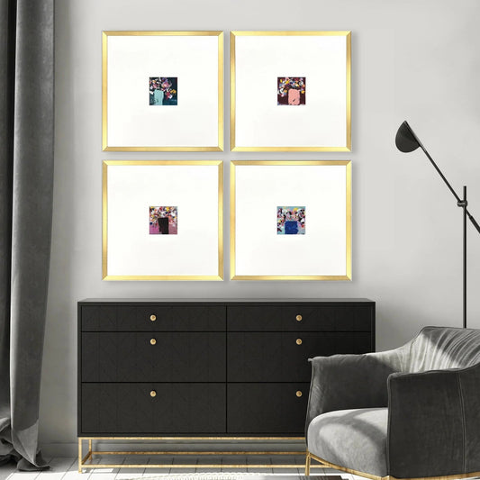 Floral Emotions Blue Canvas Art 4PC