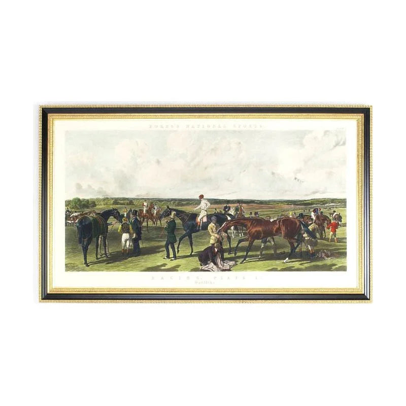 Fores Racing Hand Colored Artwork-Framed Wall Art-Chelsea House-Saddling-LOOMLAN