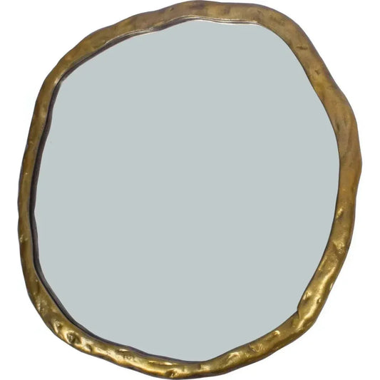 Foundry Large Gold Decorative Wall Mirror Round - LOOMLAN - Moe's Home - Wall Mirrors