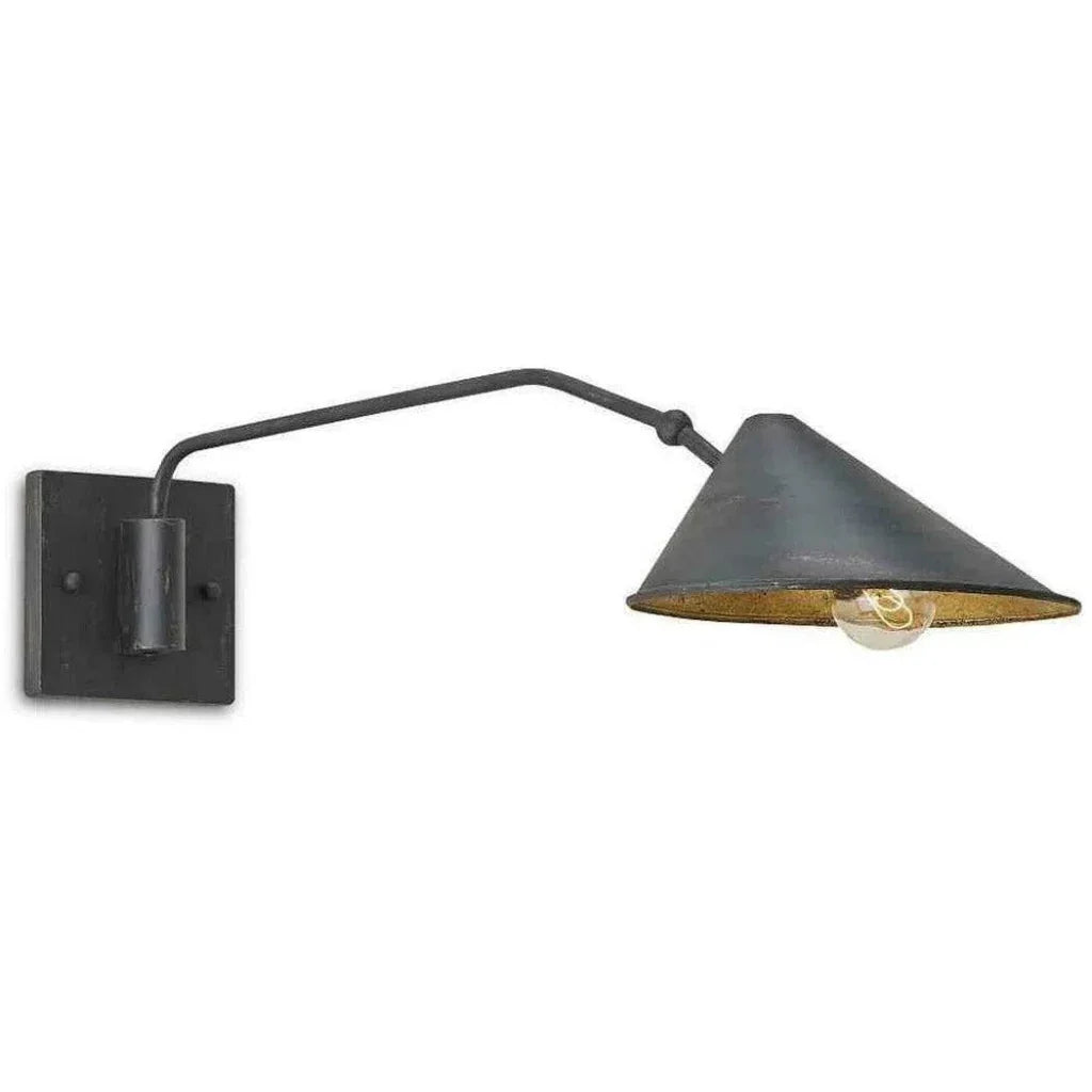 French Black Gold Leaf Serpa Single Wall Sconce - LOOMLAN - Currey & Co - Wall Sconces