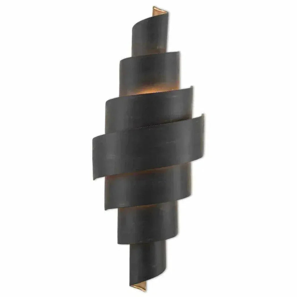 French Black Painted Gold Chiffonade Wall Sconce - LOOMLAN - Currey & Co - Wall Sconces