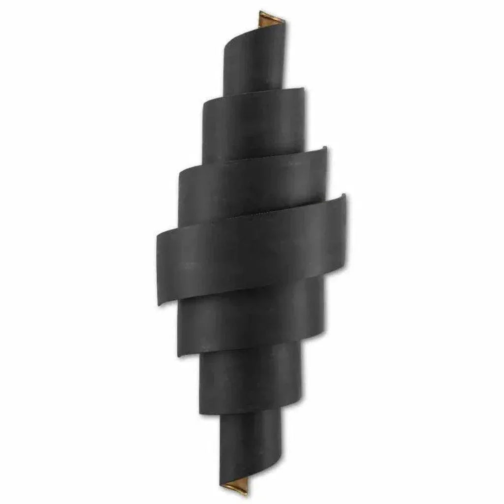 French Black Painted Gold Chiffonade Wall Sconce - LOOMLAN - Currey & Co - Wall Sconces