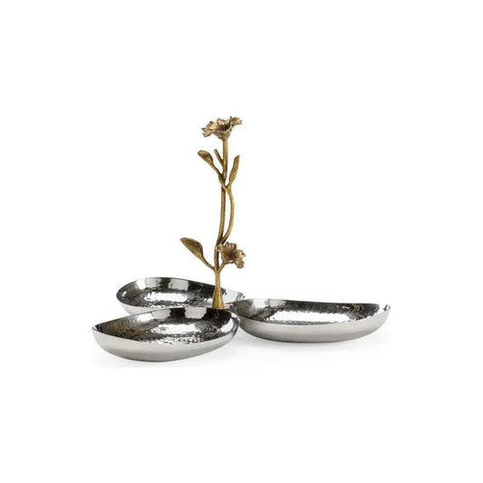 Fresh Stem Hammered Steel Made Triple Bowl - LOOMLAN - Wildwood - Boxes & Bowls