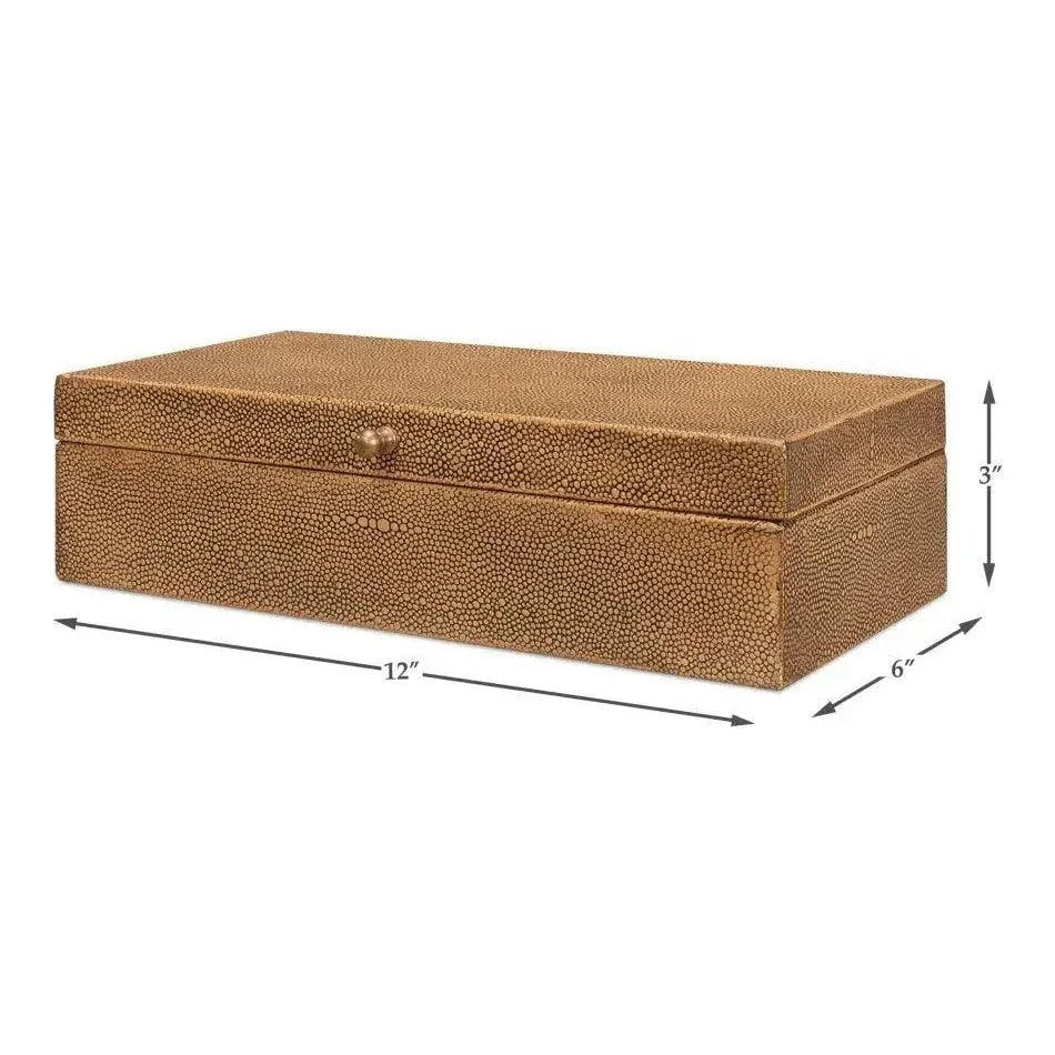 Gastsburg Leather & Paper Liner Brown Shagreen Box 2PC - LOOMLAN - Sarreid - Boxes & Bowls