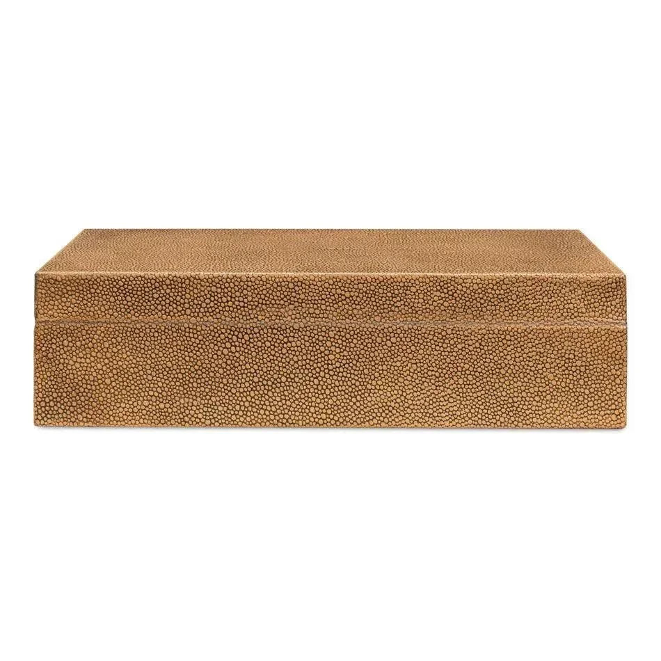 Gastsburg Leather & Paper Liner Brown Shagreen Box 2PC - LOOMLAN - Sarreid - Boxes & Bowls
