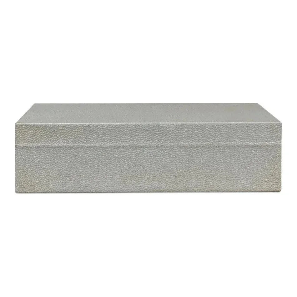 Gastsburg Leather Storm Grey Shagreen Box 2PC - LOOMLAN - Sarreid - Boxes & Bowls