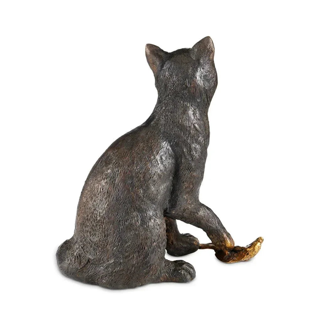 Gatto Bronze Gold Polished Sculpture - LOOMLAN - Currey & Co - Statues & Sculptures