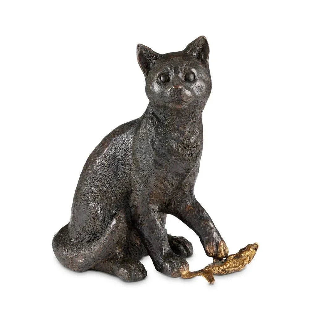 Gatto Bronze Gold Polished Sculpture - LOOMLAN - Currey & Co - Statues & Sculptures