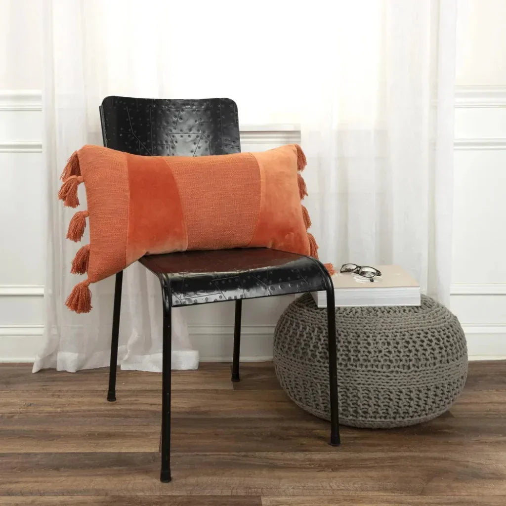 Geometric Burnt Orange Lumbar Decorative Pillow - LOOMLAN - LOOMLAN - Throw Pillows