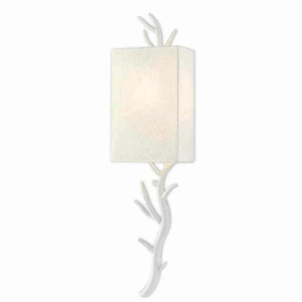 Gesso White Baneberry Wall Sconce Left - LOOMLAN - Currey & Co - Wall Sconces