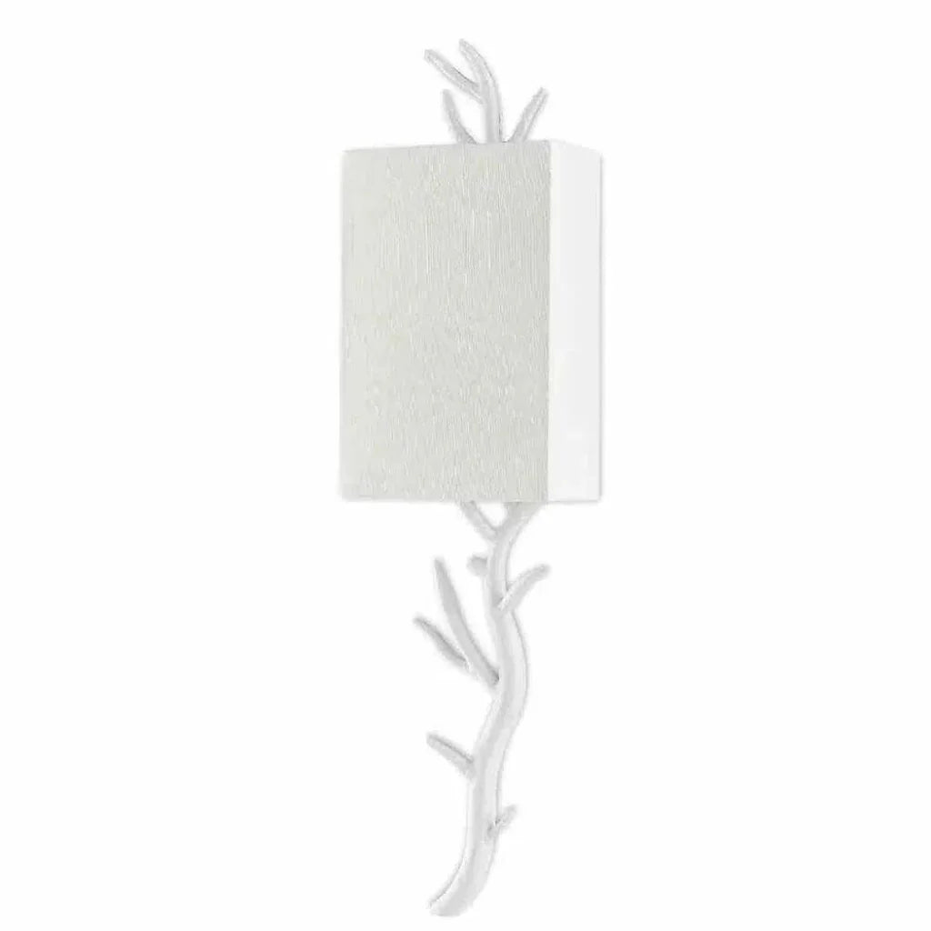 Gesso White Baneberry Wall Sconce Left - LOOMLAN - Currey & Co - Wall Sconces