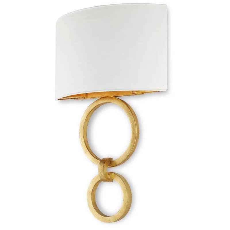 Gesso White Gold Leaf Bolebrook White Wall Sconce - LOOMLAN - Currey & Co - Wall Sconces