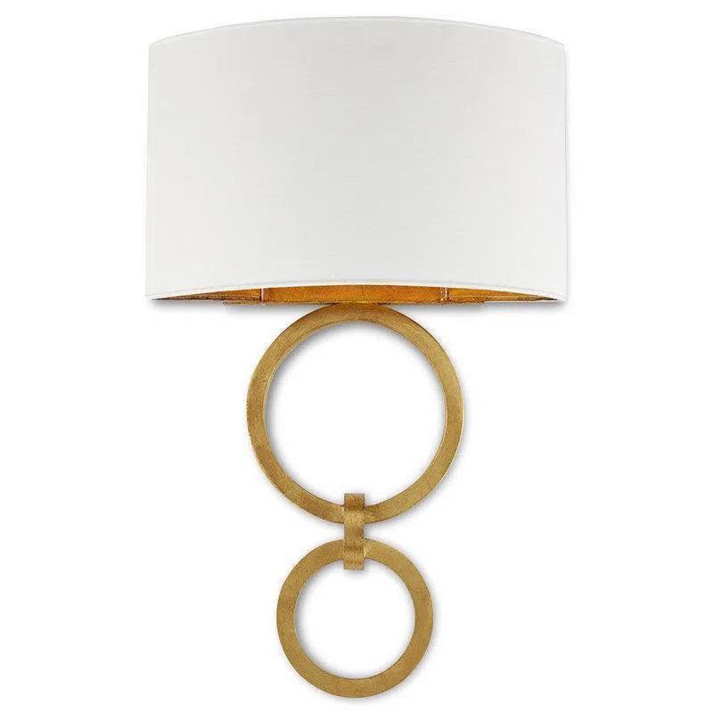 Gesso White Gold Leaf Bolebrook White Wall Sconce - LOOMLAN - Currey & Co - Wall Sconces