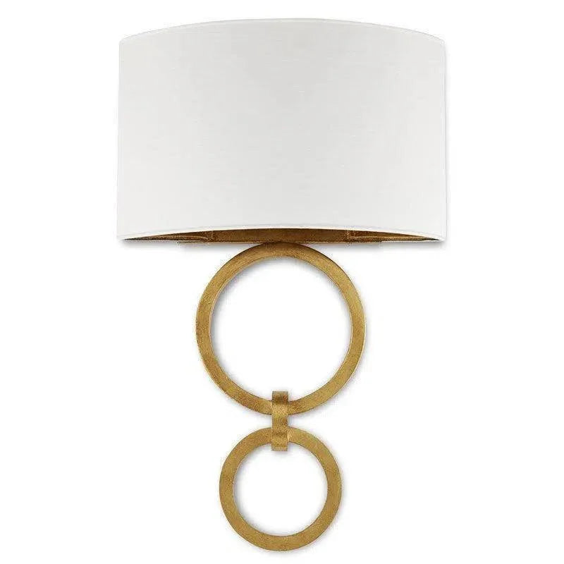 Gesso White Gold Leaf Bolebrook White Wall Sconce - LOOMLAN - Currey & Co - Wall Sconces