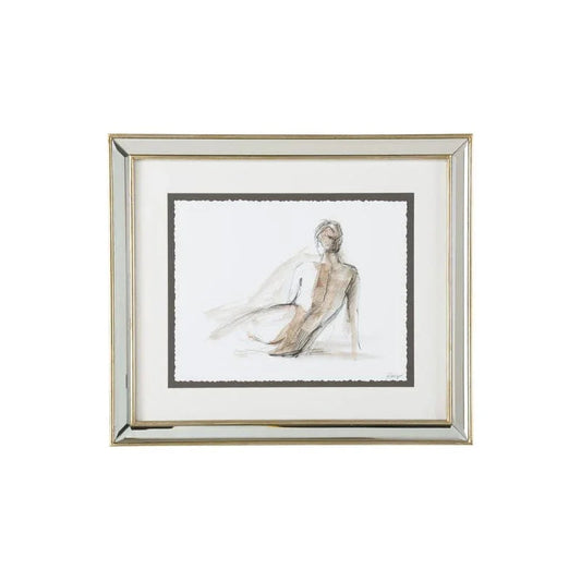 Gestural Figure Study Mirrored Silver Frame Artwork-Framed Wall Art-Chelsea House-Study I-LOOMLAN