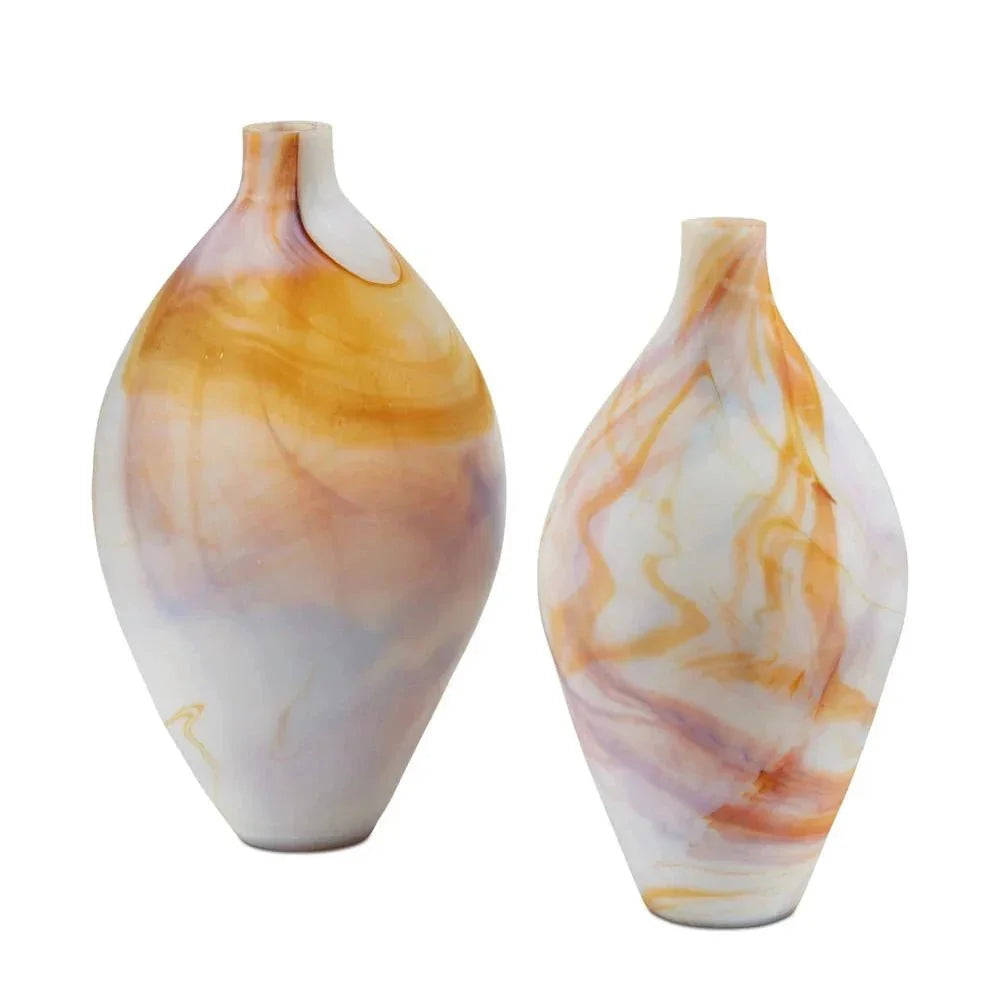 Glass Gobi Onyx Jasper Finish Vases 2PC - LOOMLAN - Currey & Co - Vases & Jars