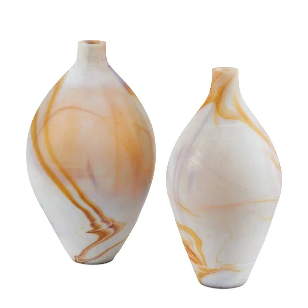 Glass Gobi Onyx Jasper Finish Vases 2PC - LOOMLAN - Currey & Co - Vases & Jars