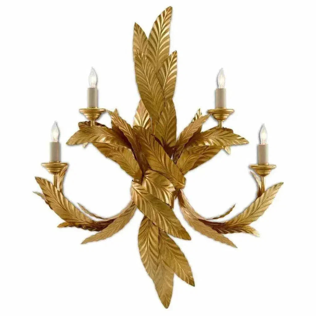 Gold Leaf Apollo Wall Sconce - LOOMLAN - Currey & Co - Wall Sconces