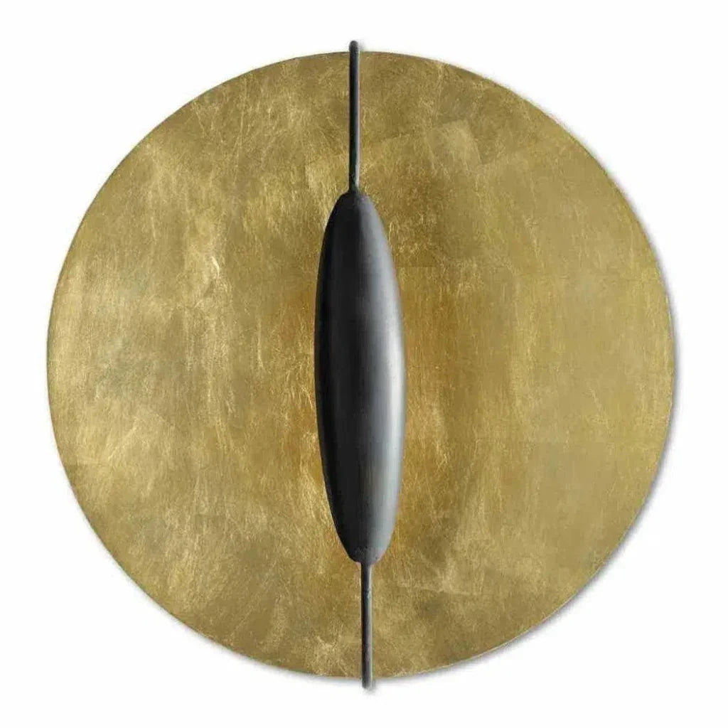 Gold Leaf Painted Gold French Black Pinders Wall Sconce - LOOMLAN - Currey & Co - Wall Sconces