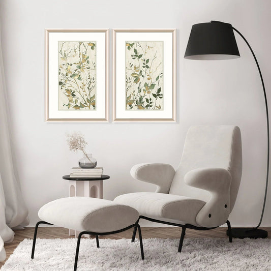Golden Branches Hand Assembled Canvas Art 2PC