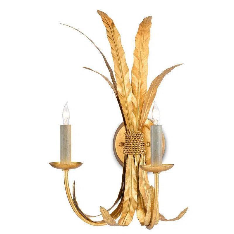 Grecian Gold Leaf Bette Wall Sconce Bunny Williams - LOOMLAN - Currey & Co - Wall Sconces