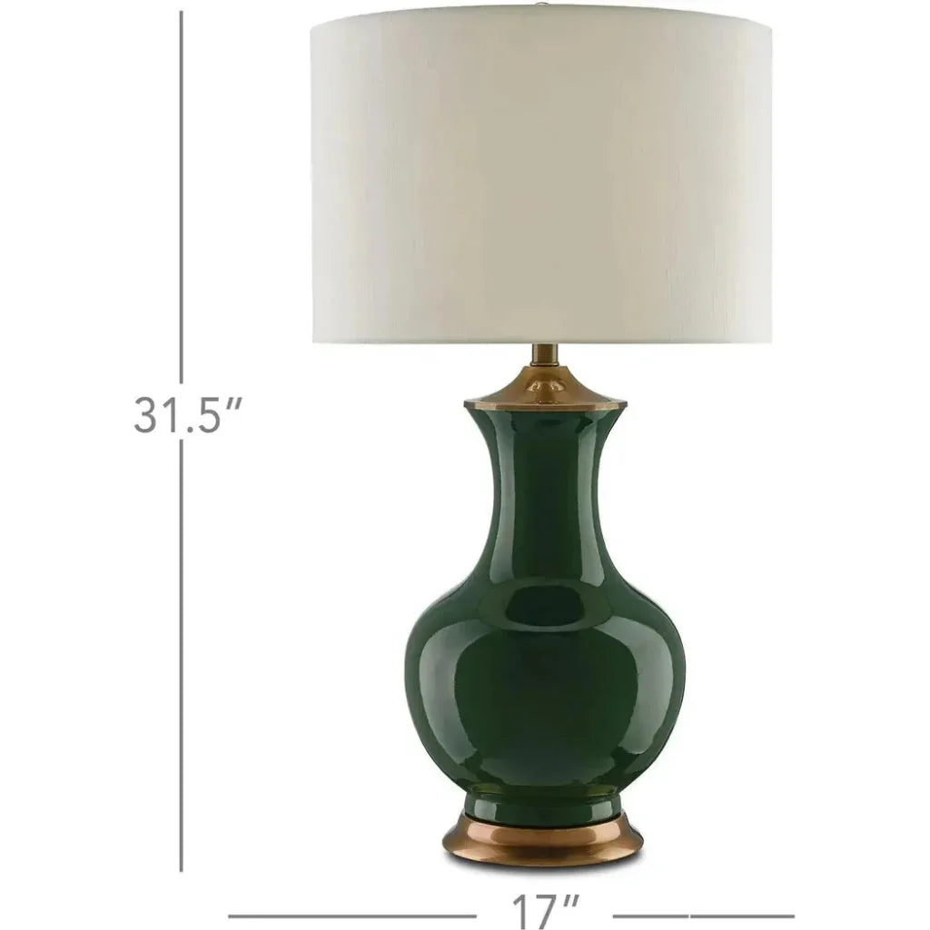 Green Antique Brass Lilou Green Table Lamp - LOOMLAN - Currey & Co - Table Lamps