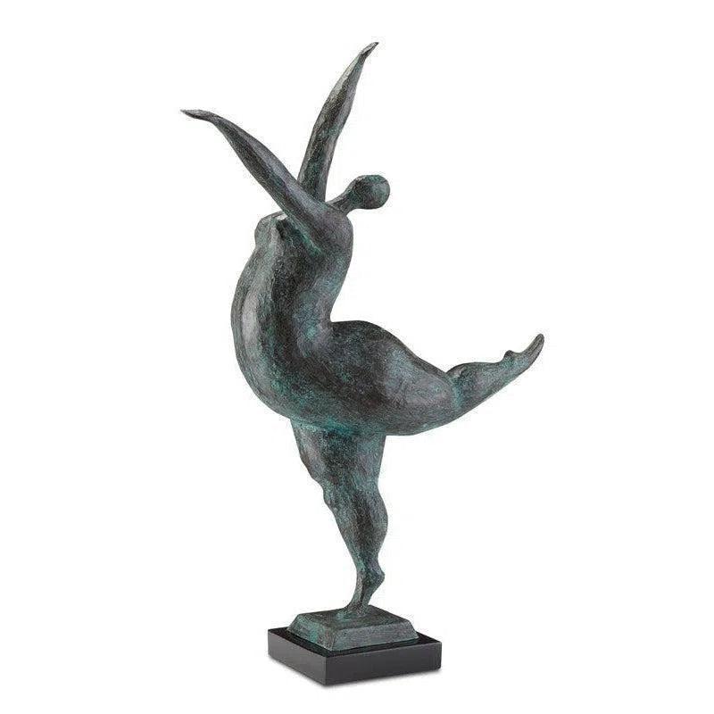 Green Black Butterfly Ballerina Bronze - LOOMLAN - Currey & Co - Statues & Sculptures