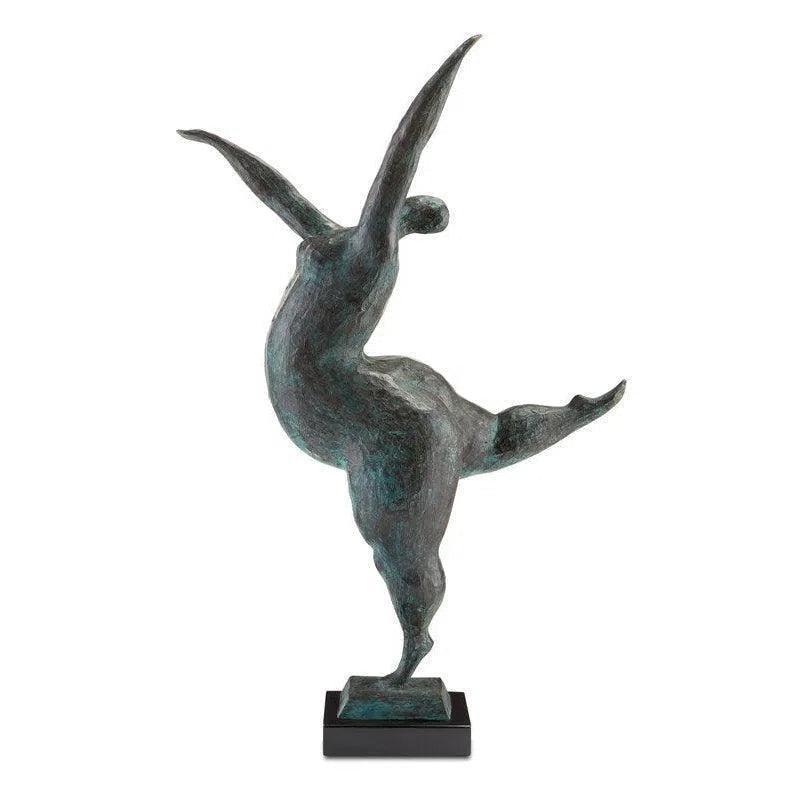 Green Black Butterfly Ballerina Bronze - LOOMLAN - Currey & Co - Statues & Sculptures