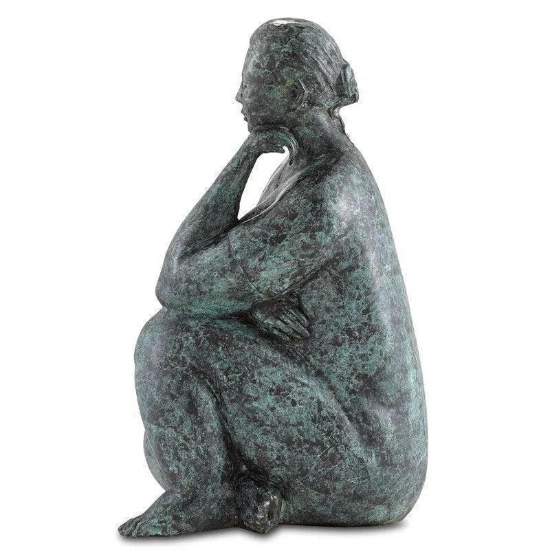 Green Black Lady Meditating Bronze - LOOMLAN - Currey & Co - Statues & Sculptures
