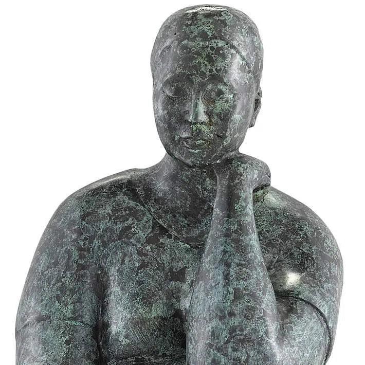 Green Black Lady Meditating Bronze - LOOMLAN - Currey & Co - Statues & Sculptures