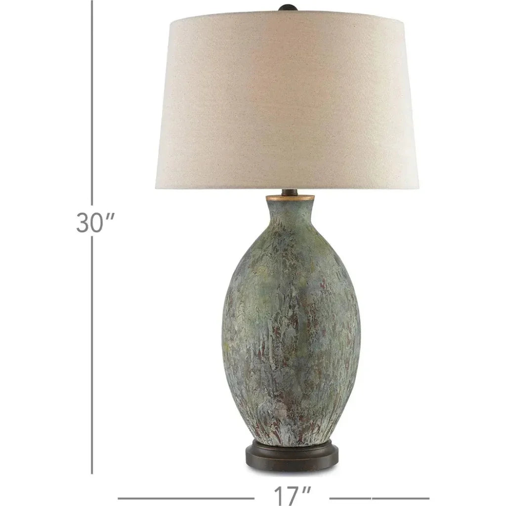 Green Dark Red Bronze Gold Remi Table Lamp - LOOMLAN - Currey & Co - Table Lamps