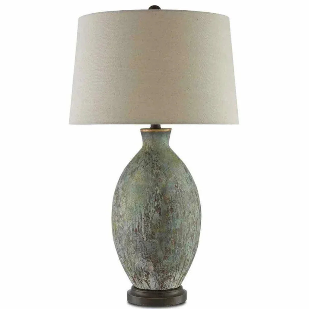 Green Dark Red Bronze Gold Remi Table Lamp - LOOMLAN - Currey & Co - Table Lamps
