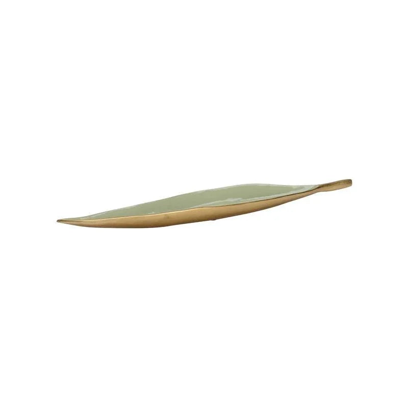 Green Enameled Leaf Dish