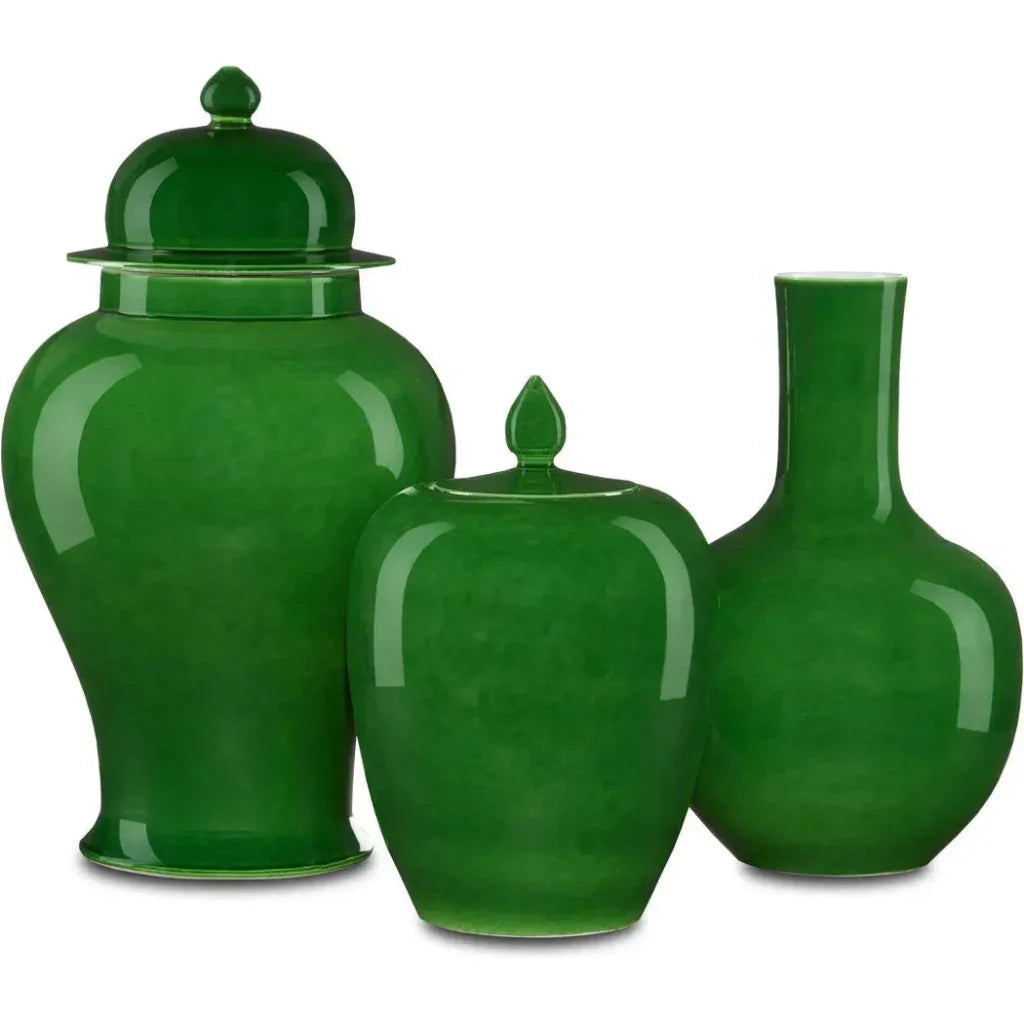 Green Imperial Green Long Neck Vase - LOOMLAN - Currey & Co - Vases & Jars