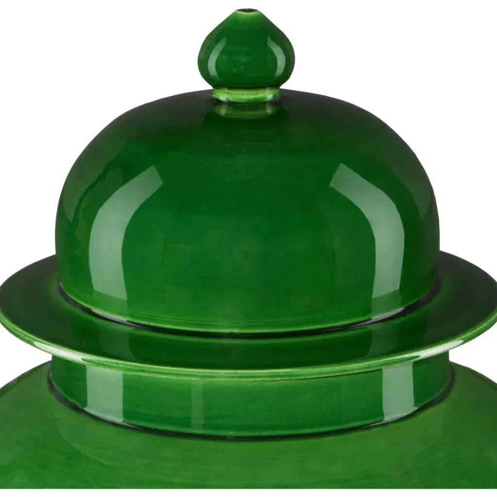 Green Imperial Green Temple Jar - LOOMLAN - Currey & Co - Vases & Jars