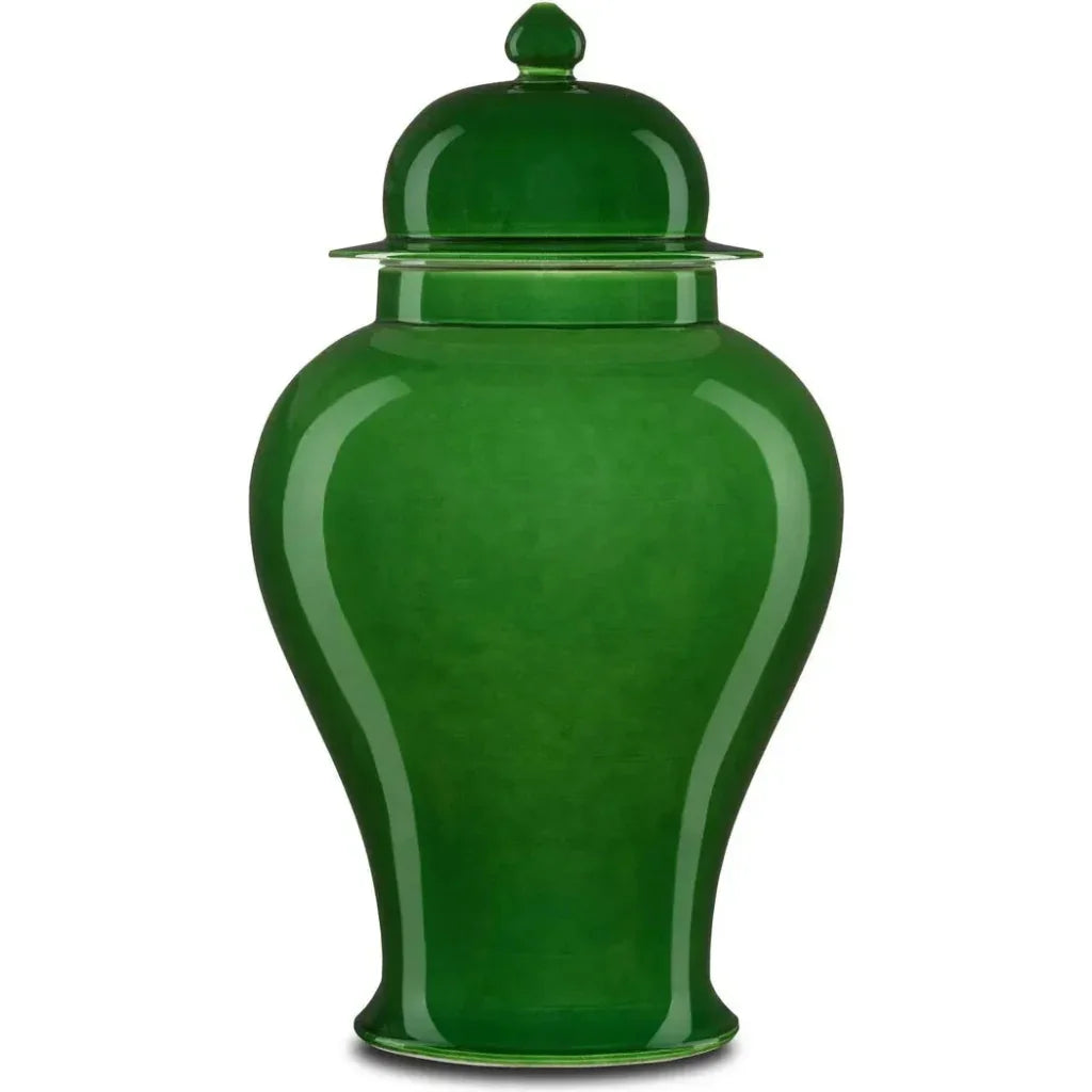 Green Imperial Green Temple Jar - LOOMLAN - Currey & Co - Vases & Jars