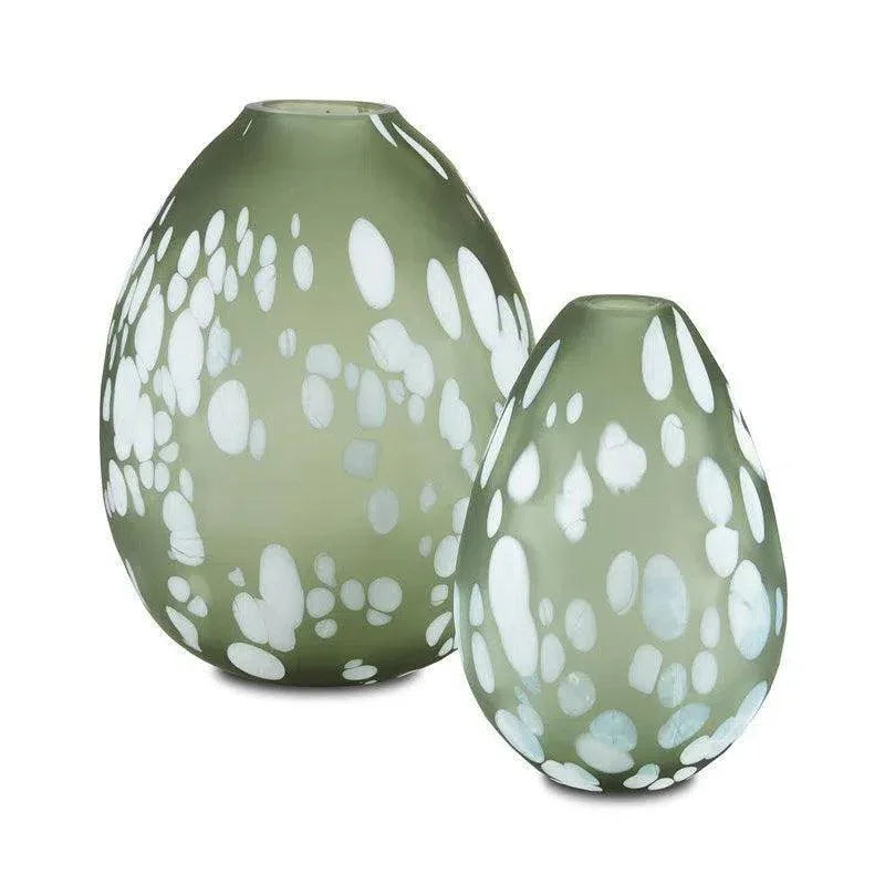 Green White Hana Green Vase Set of 2 - LOOMLAN - Currey & Co - Vases & Jars