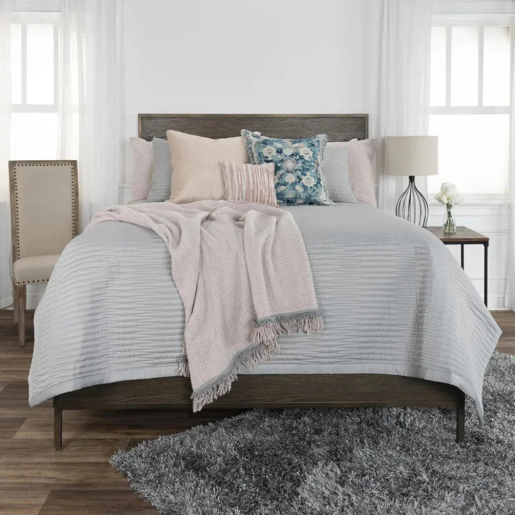 Grey Bed Quilt 3 Piece Set Parker - LOOMLAN - LOOMLAN - Throw Pillows