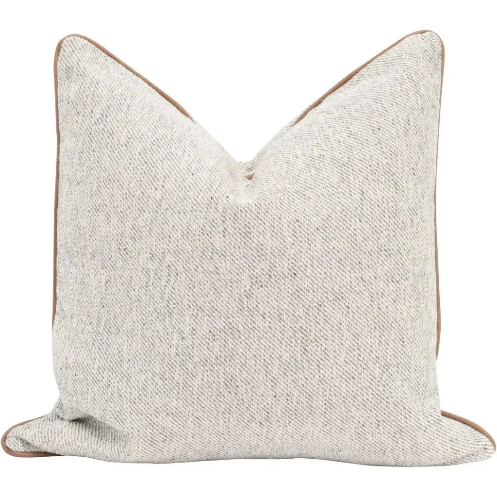 Essentials For Living Grey Throw Pillow Leather Piping Set of Two