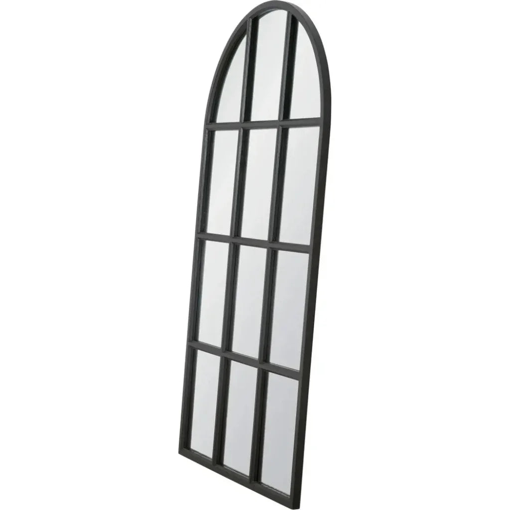 Grid Wooden Vertical Arched Floor Mirror-Floor Mirrors-Essentials For Living-LOOMLAN