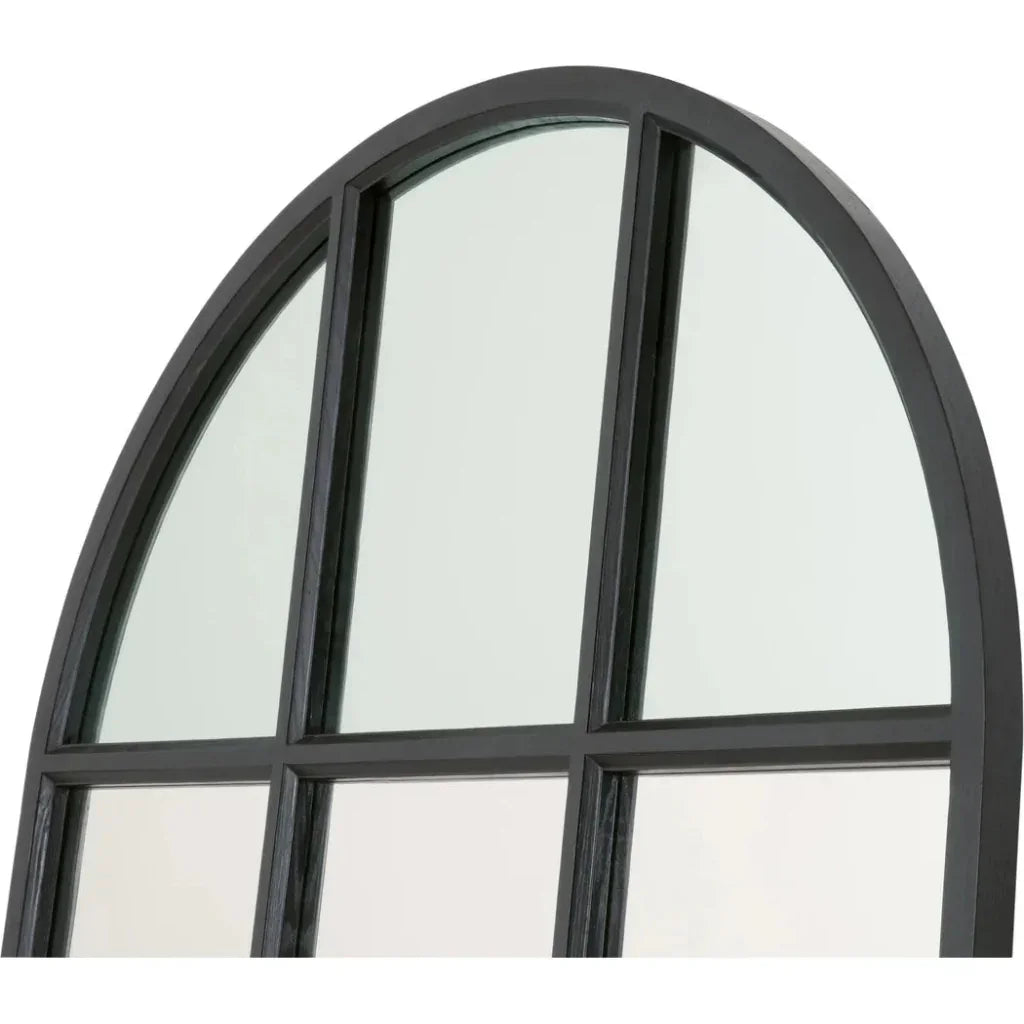 Grid Wooden Vertical Arched Floor Mirror-Floor Mirrors-Essentials For Living-LOOMLAN