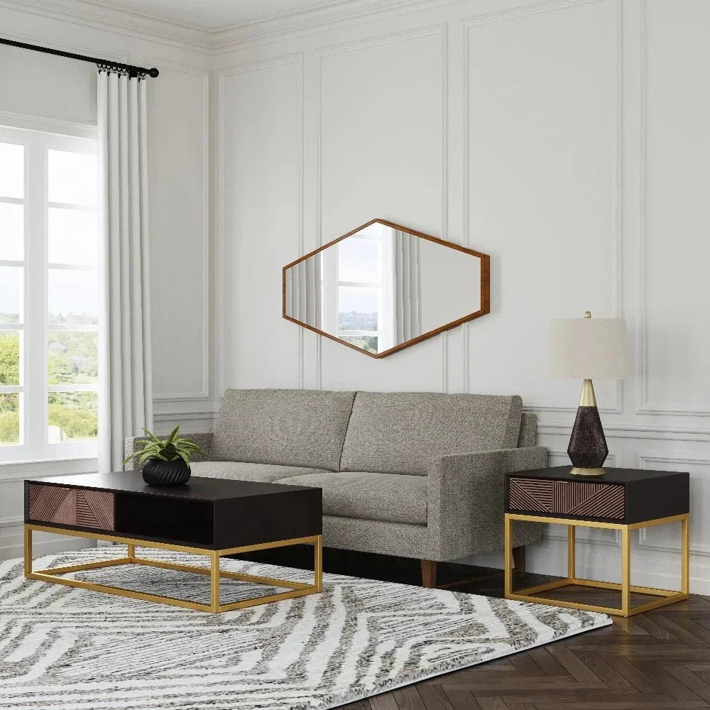 Haines Wood Gold Wall Mirror - LOOMLAN - Bassett Mirror - Wall Mirrors