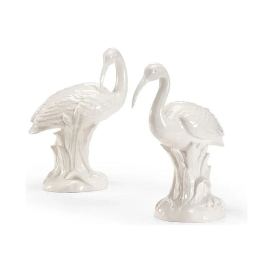 Hand Glazed Ceramic Made Ibis Pair Sculpture - LOOMLAN - Chelsea House - Statues & Sculptures