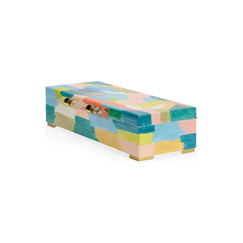 Hand Painted Multicolor Wooden Box - LOOMLAN - Chelsea House - Boxes & Bowls