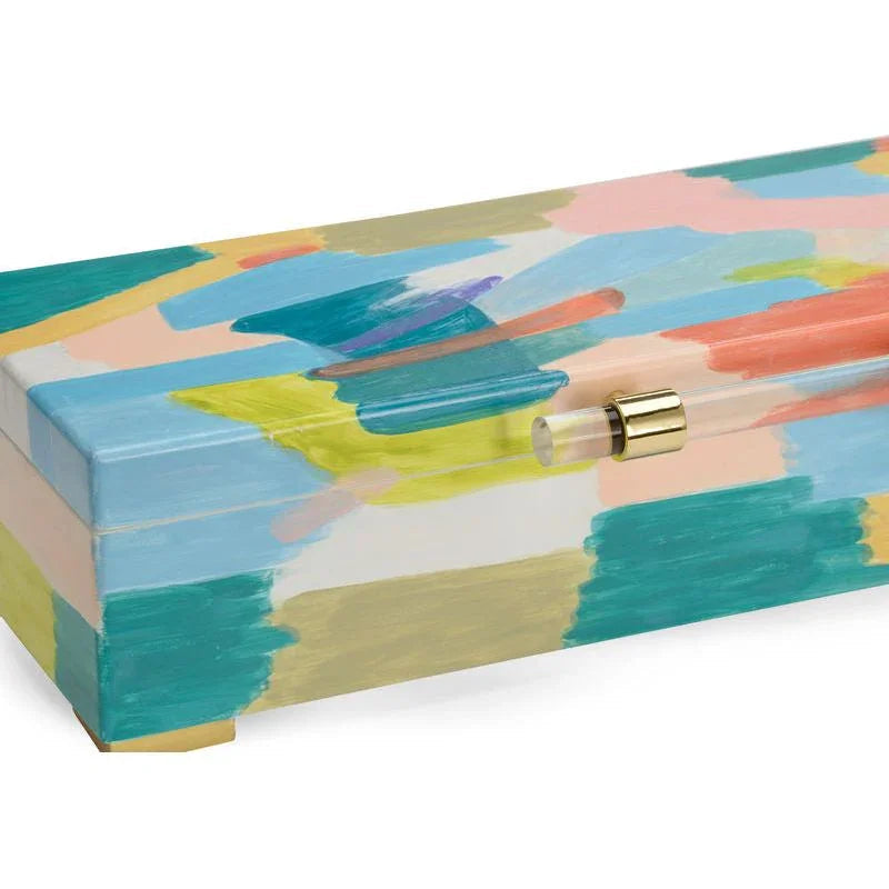 Hand Painted Multicolor Wooden Box - LOOMLAN - Chelsea House - Boxes & Bowls