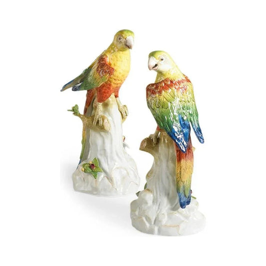 Hand Painted Porcelain Yellow Parakeet Sculpture (Pr) - LOOMLAN - Chelsea House - Statues & Sculptures